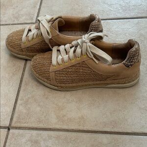 Dolce Vita Tan Woven Sneakers with Cream Laces